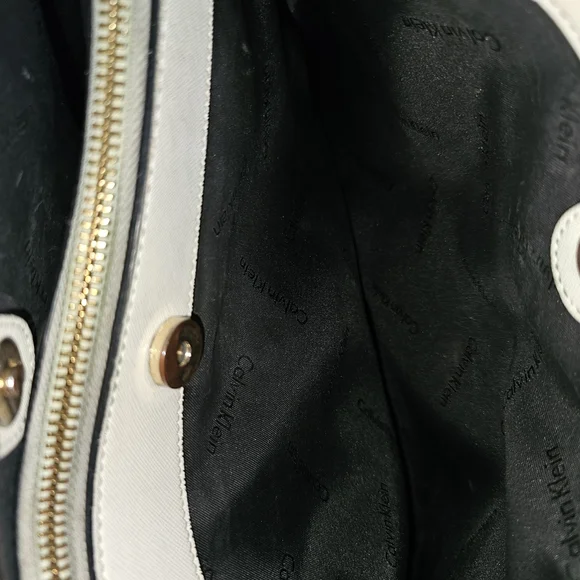 Calvin Klein Black and White Satchel with Gold Hardware - Picture 5 of 10